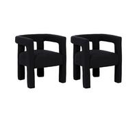 Lot de 2 chaises avec accoudoirs en tissu bouclette et métal - Noir - SOFANA de Pascal MORABITO