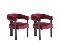 Lot de 2 chaises avec accoudoirs en tissu texturé et bois d'hévéa noir - Bordeaux - LIVELIA