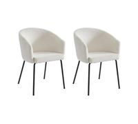 Lot de 2 chaises avec accoudoirs en velours côtelé et métal - Crème - MORONI de
