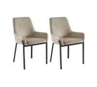Lot de 2 chaises avec accoudoirs en velours et métal - Beige - CAROLONA de