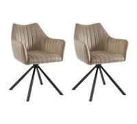 Lot de 2 chaises avec accoudoirs en velours et métal - Beige - IZIALI