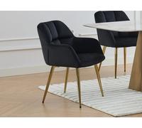 Lot de 2 chaises avec accoudoirs en velours et métal doré - Noir - PEGA de Pascal MORABITO