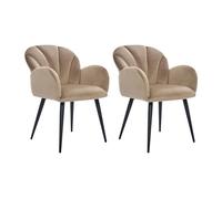 Lot de 2 chaises avec accoudoirs en velours et métal noir - Beige - LANSENA de Pascal Morabito