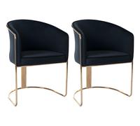 Lot de 2 chaises avec accoudoirs en velours et métal - Noir et doré - JOSETHE de Pascal MORABITO