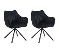 Lot de 2 chaises avec accoudoirs en velours et métal - Noir - IZIALI