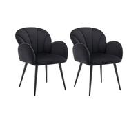 Lot de 2 chaises avec accoudoirs en velours et métal - Noir - LANSENA de