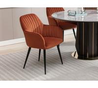 Lot de 2 chaises avec accoudoirs en velours et métal noir - Terracotta - ELEANA