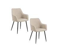 - Lot de 2 chaises avec accoudoirs LIZZY - Beige - Lizzy
