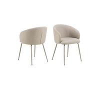 Toilinux - Lot de 2 chaises avec accoudoirs SÖREN - Beige avec pieds gris - SÖREN G