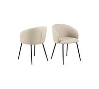 Toilinux - Lot de 2 chaises avec accoudoirs SÖREN - Beige avec pieds noirs - SÖREN Beige G