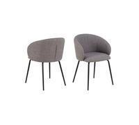 Toilinux - Lot de 2 chaises avec accoudoirs SÖREN - Gris brun avec pieds noirs - SÖREN Gris G