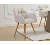 Lot de 2 chaises avec accoudoirs - Tissu et bois de hêtre - Beige - PEGA de Pascal MORABITO