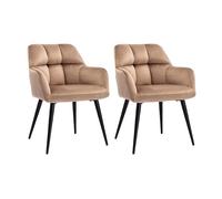 Lot de 2 chaises avec accoudoirs - Velours et métal - Beige - PEGA