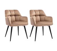 Vente-unique Pascal MORABITO - Lot de 2 chaises avec accoudoirs - Velours et métal - Beige - PEGA de Pascal MORABITO