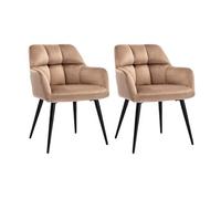 Lot de 2 chaises PEGA - Avec accoudoirs - Velours et métal - Beige