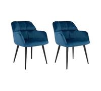 Lot de 2 chaises avec accoudoirs - Velours et métal - Bleu - PEGA de Pascal MORABITO