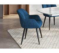Lot de 2 chaises avec accoudoirs - Velours et métal - Bleu - PEGA de Pascal MORABITO
