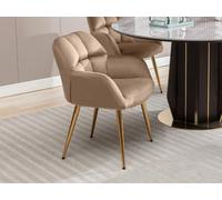 Lot de 2 chaises avec accoudoirs - Velours et métal doré - Beige - PEGA de