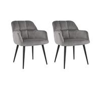 Lot de 2 chaises avec accoudoirs - Velours et métal - Gris - PEGA de