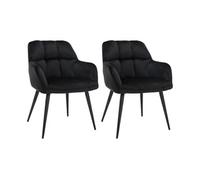Lot de 2 chaises avec accoudoirs - Velours et métal - Noir - PEGA de Pascal MORABITO Noir