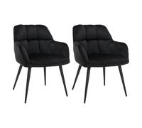 Lot de 2 chaises avec accoudoirs - Velours et métal - Noir - PEGA de Pascal MORABITO