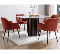 Lot de 2 chaises avec accoudoirs - Velours et métal - Terracotta - PEGA de
