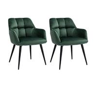 Lot de 2 chaises avec accoudoirs - Velours et métal - Vert - PEGA de Pascal MORABITO