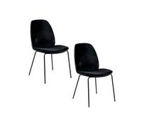 - Lot de 2 chaises Billie en velours et métal - Noir