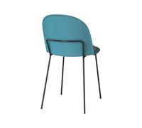 Lot de 2 chaises bleues en plastique, tissu gris et pieds en métal - lulu