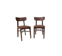 | Lot de 2 chaises bois d'hévéa et assise simili cuir marron vintage L 435 x P 48 x H 81cm