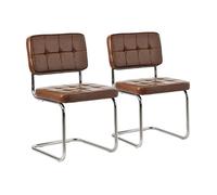 Happy Garden Lot de 2 chaises Cantilever Maria en Simili Marron, Rembourrage Mousse, Structure en Acier - Polyvalente et intemporelle, chaises Table à Manger, Bureau et Chambre