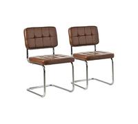 Happy Garden Lot de 2 chaises Cantilever Maria en Simili Marron, Rembourrage Mousse, Structure en Acier - Polyvalente et intemporelle, chaises Table à Manger, Bureau et Chambre