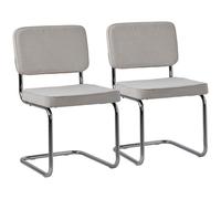 Happy Garden - Lot de 2 chaises Maria - Velours côtelé beige, mousse, structure acier gris