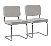 Lot de 2 chaises cantilever en velours côtelé beige MARIA