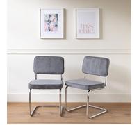 Lot de 2 chaises cantilever en velours côtelé gris MARIA