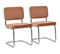 Lot de 2 chaises cantilever en velours côtelé terracotta MARIA