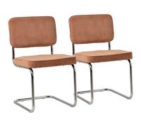 Lot De 2 Chaises Cantilever En Velours Côtelé Terracotta Maria Orange