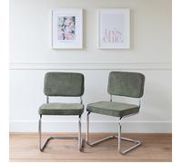 Lot de 2 chaises cantilever en velours côtelé vert kaki MARIA