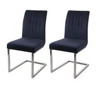 Lot de 2 chaises cantilever HWC-L14 chaise de conférence, velours inox brossé anthracite-blau