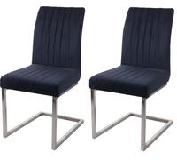 Mendler Lot de 2 chaises Cantilever HWC-L14 Chaise de conférence, Velours INOX brossé - Anthracite-Blau