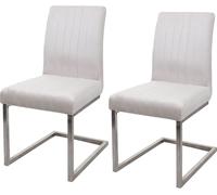 Lot De 2 Chaises Cantilever Hwc-L14, Chaise Visiteur Chaise De Conférence, Velours Inox Brossé Crème-Blanc Multicolore