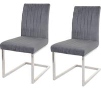 Mendler Lot de 2 chaises Cantilever HWC-L14, Chaise Visiteur Chaise de conférence, Velours INOX brossé - Gris foncé