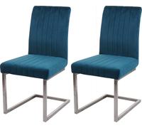 Mendler Lot de 2 chaises Cantilever HWC-L14 Chaise de conférence, Velours INOX brossé - Turqoise-Bleu