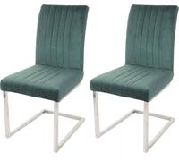 Mendler Lot de 2 chaises Cantilever HWC-L14, Chaise Visiteur Chaise de conférence, Velours INOX brossé - Vert