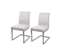 Lot De 2 Chaises Cantilever Hwc-L14, Chaise Visiteur Chaise De Conférence, Velours Inox Brossé Crème-Blanc Multicolore
