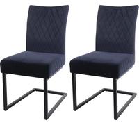 Lot de 2 chaises cantilever MENDLER HWC-L15 velours acier époxy anthracite-bleu Bleu