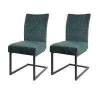 Lot de 2 chaises cantilever HWC-L15, chaise visiteur chaise de conférence, velours acier époxy vert