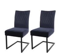 Lot de 2 chaises cantilever HWC-L15, chaise visiteur velours acier époxy anthracite-bleu