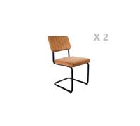 Toilinux - Lot de 2 Chaises cantilevers design effet velours Keen - Marron terracotta