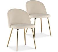 Lot de 2 chaises Cecilia velours Beige pieds or